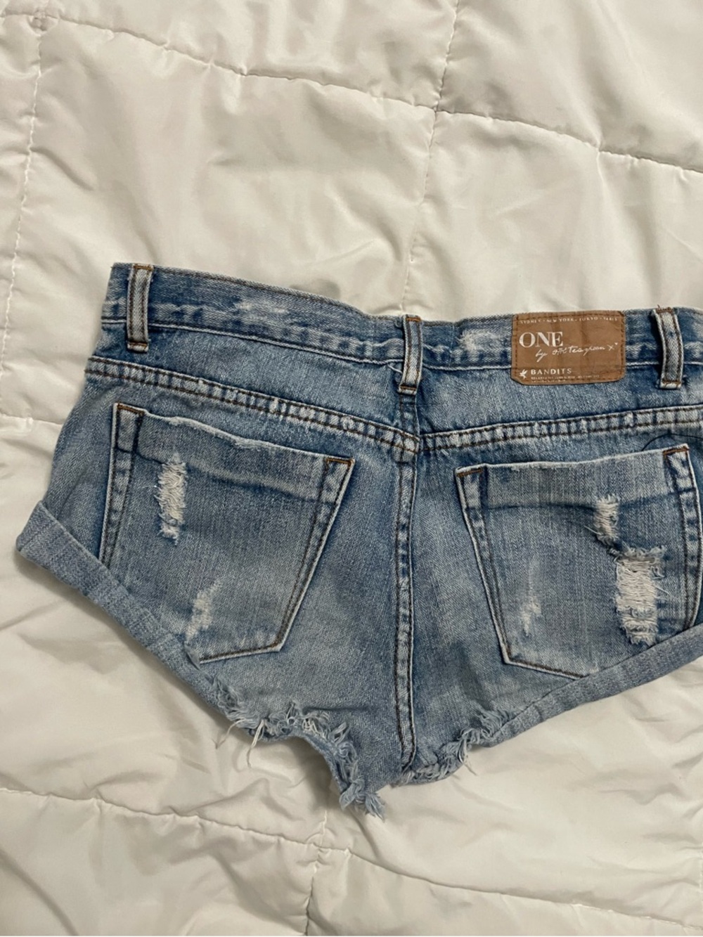 One teaspoon Distressed Denim Shorts for Women button front - Picture 4 of 7
